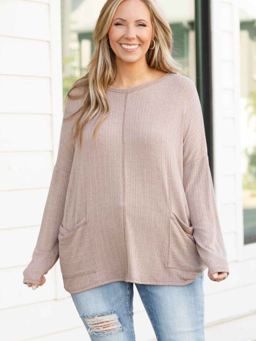 CHIC SOUL I Cattail Tunic Top, Mocha